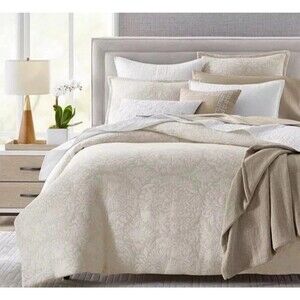 Sky Jardin Silhouette KING Duvet Cover + 2 Shams Beige/Cream NEW